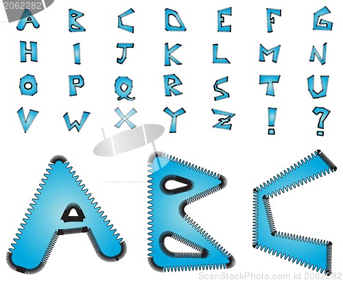 Image of Electric zig zag alphabet - blue