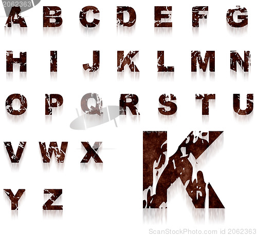 Image of Rust grungy alphabet