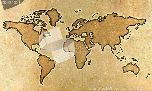 Image of Parchment world map