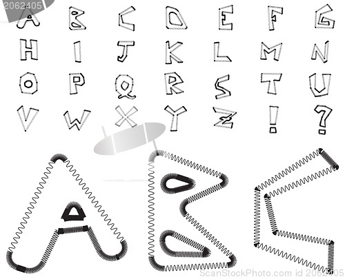 Image of Electric zig zag alphabet - white