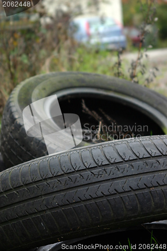 Image of Black tyres pollution