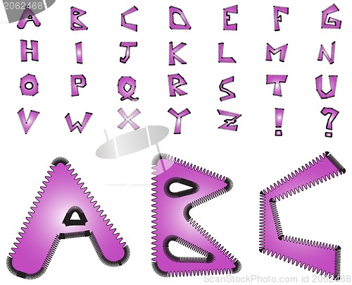 Image of Electric zig zag alphabet - violet