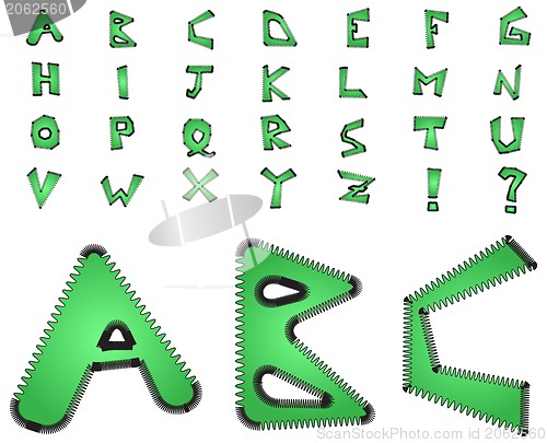 Image of Electric zig zag alphabet - green