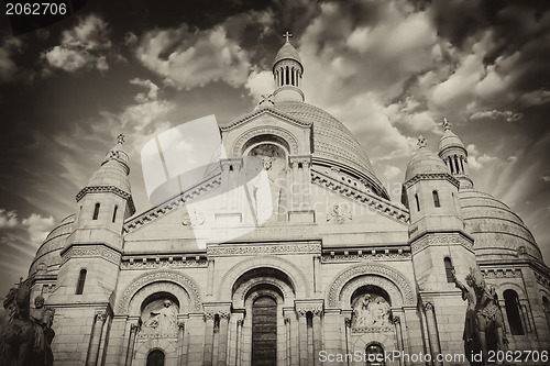 Image of Beautiful sky in Paris - Montmartre and Sacred Heart Cathedral