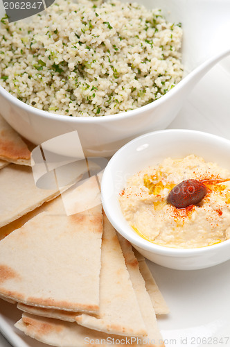 Image of taboulii couscous with hummus