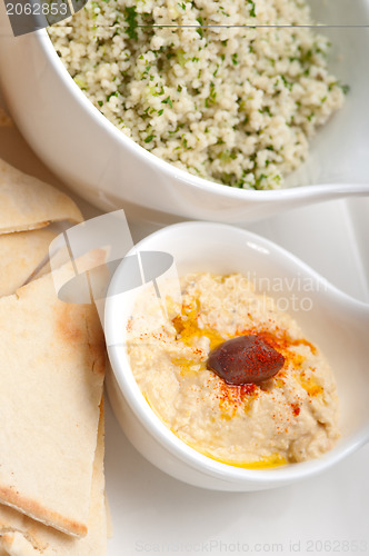 Image of taboulii couscous with hummus