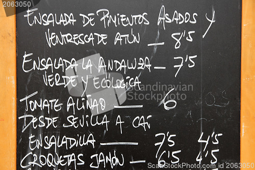 Image of Spanish menu