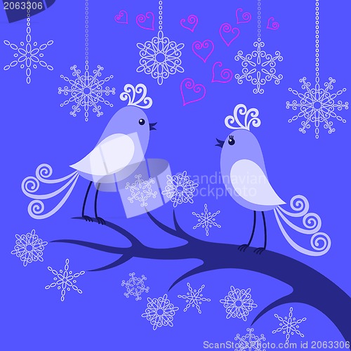 Image of Two winter birds in love