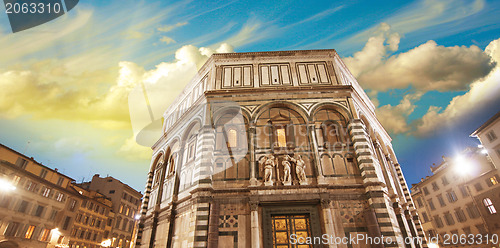 Image of Beautiful view of Florence Baptistery in Piazza del Duomo