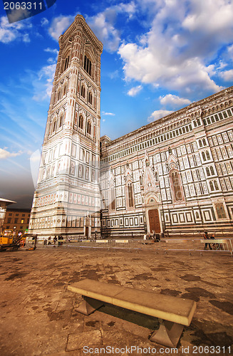 Image of Beautiful view of Campanile in Florence at sunset - Piazza del D