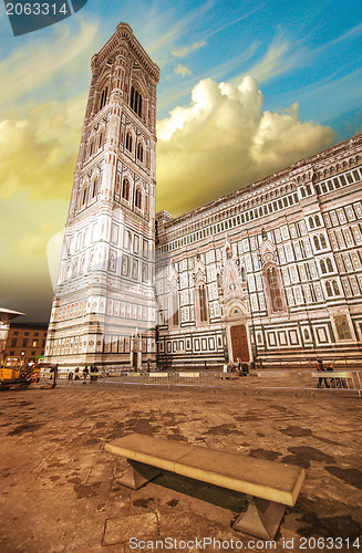 Image of Beautiful view of Campanile in Florence at sunset - Piazza del D