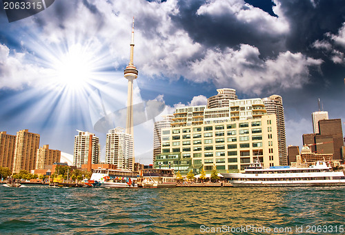 Image of Beautiful skyline of Toronto from Lake Ontario - Canada