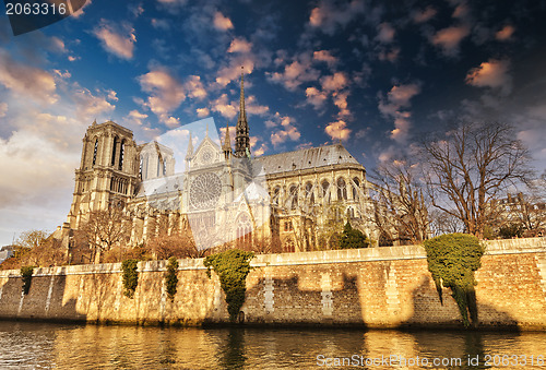 Image of Paris. Beautiful view of Notre Dame Cathedral 