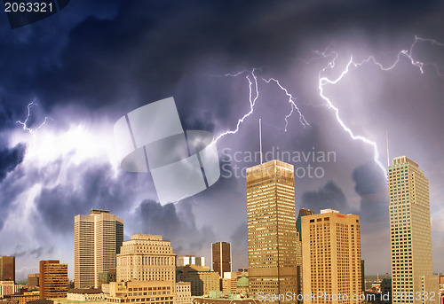 Image of Montreal skyline with beautiful sky colors - Canada