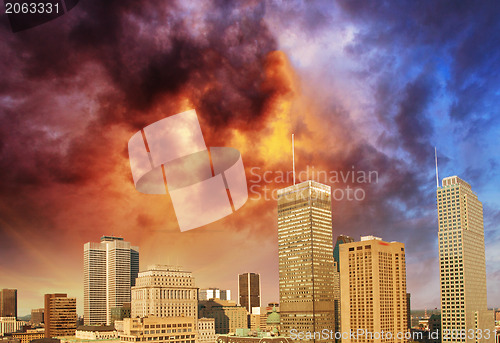 Image of Montreal skyline with beautiful sky colors - Canada