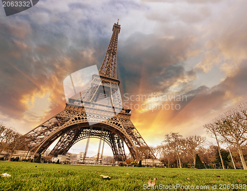 Image of Beautiful colors of Eiffel Tower and Paris Sky