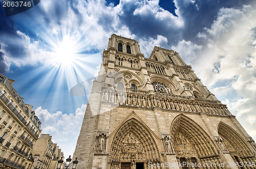 Image of Paris. Beautiful view of Notre Dame Cathedral 