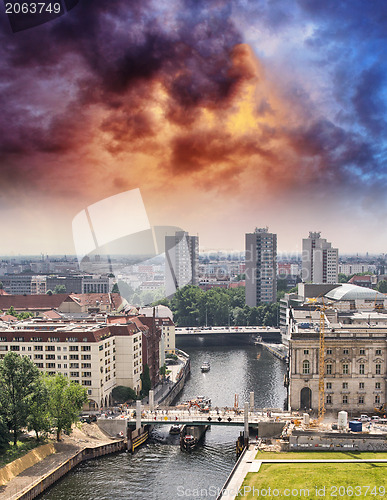 Image of Aerial view of Berlin and Spree River in a beautiful summer day