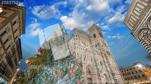 Image of Florence. Beautiful winter colors of Piazza del Duomo