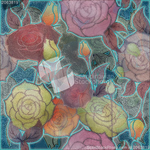 Image of floral design pattern roses and bud