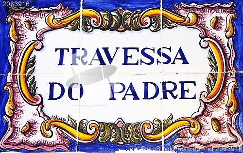 Image of Portuguese tile plaque on street