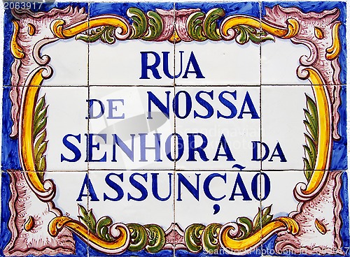 Image of Portuguese tile plaque on street