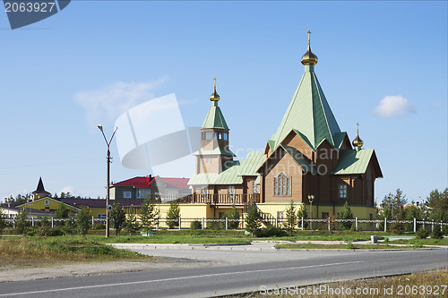 Image of Temple in the city of Polyarnye Zori. The Murmansk region. Russi