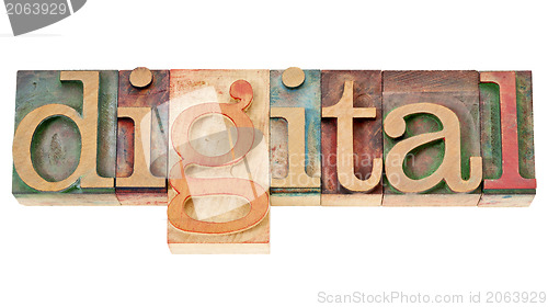 Image of digital word in wood type