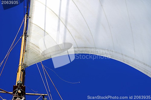 Image of white sails of yachts and blue sky