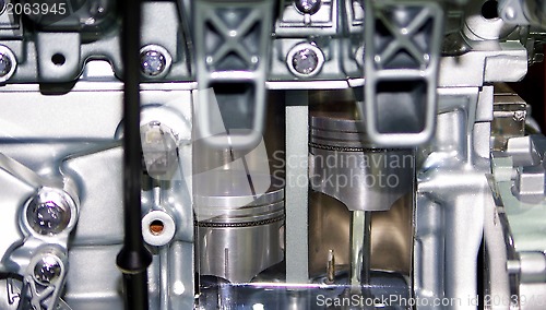 Image of Car enginet - Close up image of an internal combustion engine. 