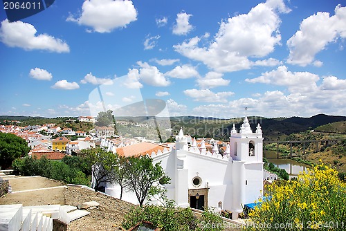 Image of White church in Mertola, south of Portugal. 