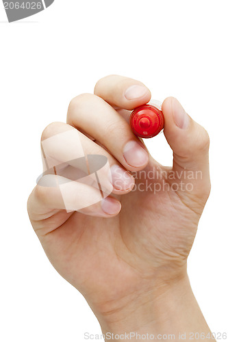 Image of Hand Holding Red Marker