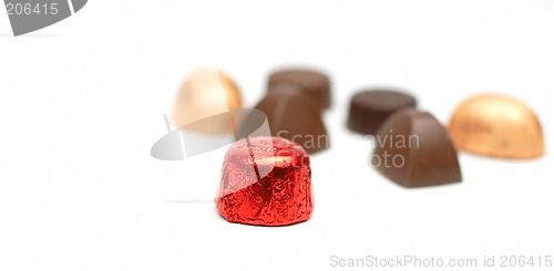 Image of Fancy chocolates over white background