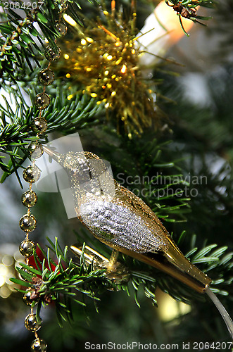 Image of Christmas golden bird decoration 