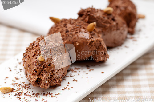 Image of chocolate mousse quenelle dessert