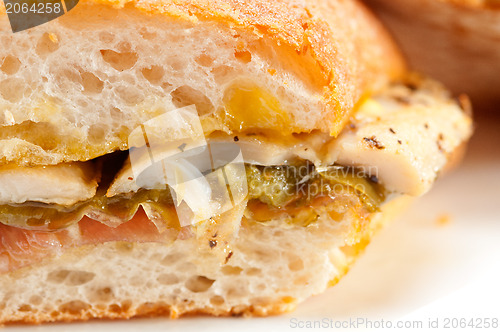 Image of Italian ciabatta panini sandwich chicken