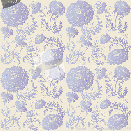 Image of floral design lilac on beige background