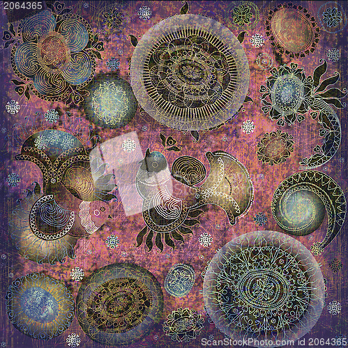 Image of birds and flowers