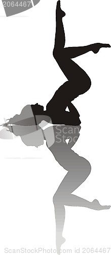 Image of Silhouette Girl Doing Yoga