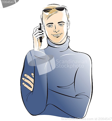 Image of  young man  make phone calls 