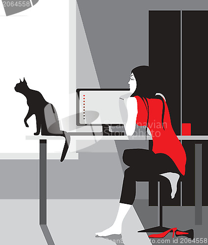 Image of relax girl in red