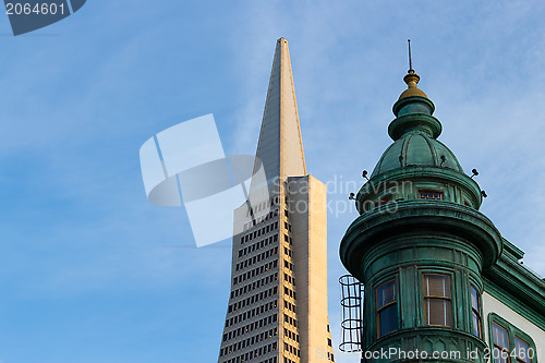 Image of San Francisco Icons Transamerica Pyramid and the Columbus Buildi