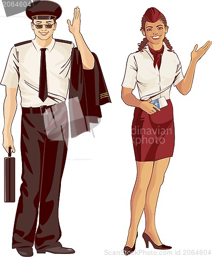 Image of flight attendant and pilot