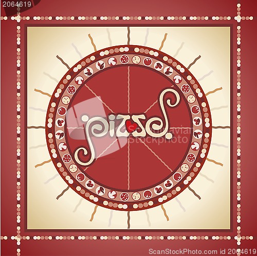 Image of pizza sing, label