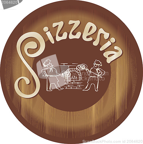 Image of pizzeria, label