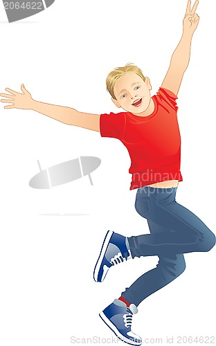 Image of The boy jumping