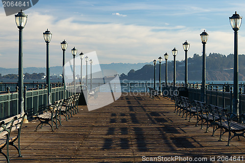 Image of Peaceful dock background with copy space