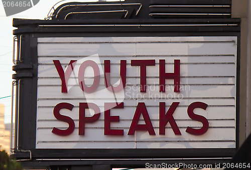 Image of Youth speaks marquee