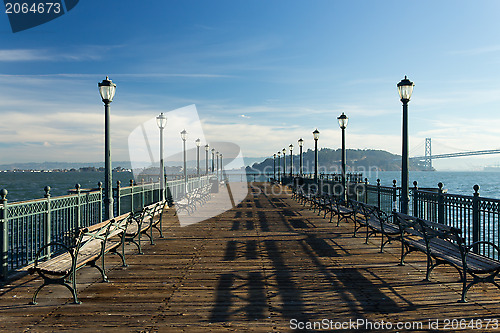 Image of Peaceful dock background with copy space