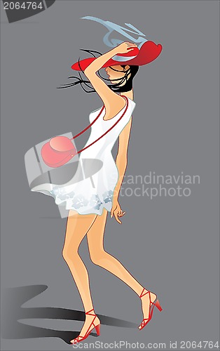 Image of girl, wind